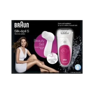 Braun Silk epil 5 5-537 ? Wet & Dry Cordless Epilator with 4 extras including a facial cleansing brush - Metal Box