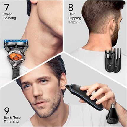 Braun Mgk 5280 9-All-In-One Beard Trimmer & Hair Clipper, Ear & Nose Hair Trimmer, Black Blue (Pack Of 1) - Image 3