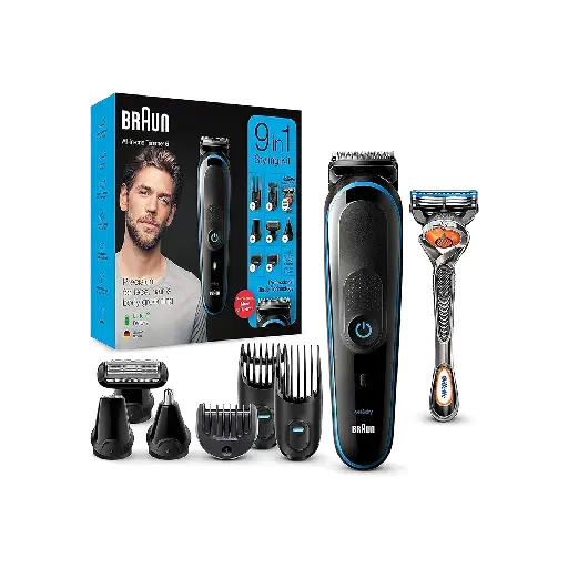 Braun Mgk 5280 9-All-In-One Beard Trimmer & Hair Clipper, Ear & Nose Hair Trimmer, Black Blue (Pack Of 1)