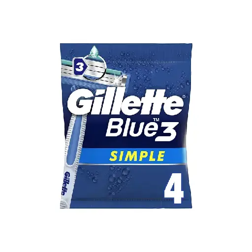 Gillette Blue3 Simple Disposable Razor for Men - 4 Pieces