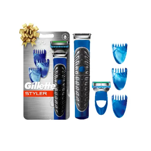 Gillette Styler, 1 Beard Trimmer for Men with 1 ProGlide Razor Blade Refill, 1 Battery, 3 Comb Attachments, Waterproof