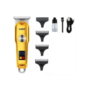 VGR V 290ماكينة قص الشعر الاحترافية للرجال - شاشة LED ذهبية اللون، شحن USB