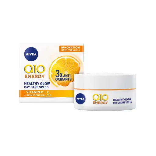 NIVEA Q10 Energy Day Face Cream, Vitamin C + E, SPF 15, 50ml