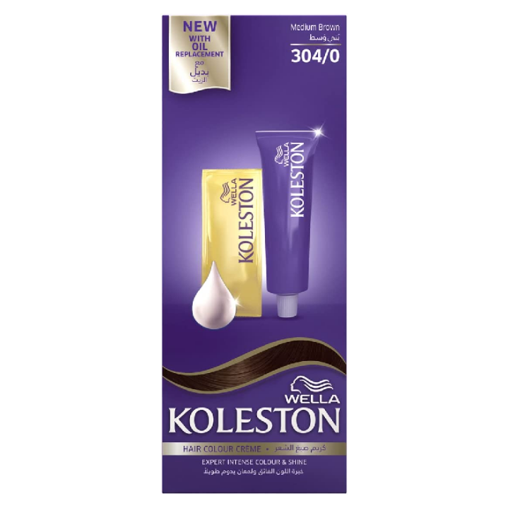 Wella Koleston Hair Color Creme, 304/0 Medium Brown, 100ml