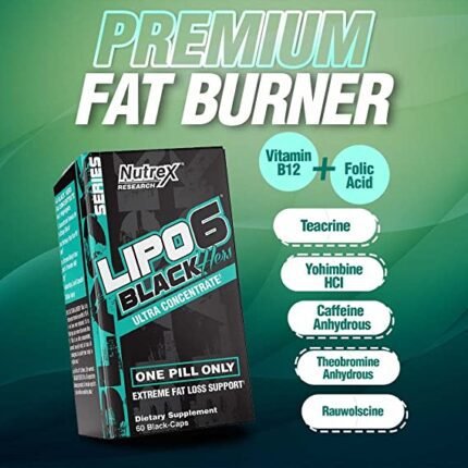 Lipo-6 Black Hers Ultra Concentrate | Weight Loss Pills for Women | Fat Burner, Appetite Suppressant, Metabolism Booster for Weight Loss + Hair, Skin, & Nails Support | 60 Diet Pills - Image 2