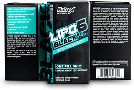 Lipo-6 Black Hers Ultra Concentrate | Weight Loss Pills for Women | Fat Burner, Appetite Suppressant, Metabolism Booster for Weight Loss + Hair, Skin, & Nails Support | 60 Diet Pills - Image 7