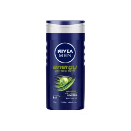 NIVEA MEN 3in1 Shower Gel, Energy 24h Fresh Masculine Scent, 250ml