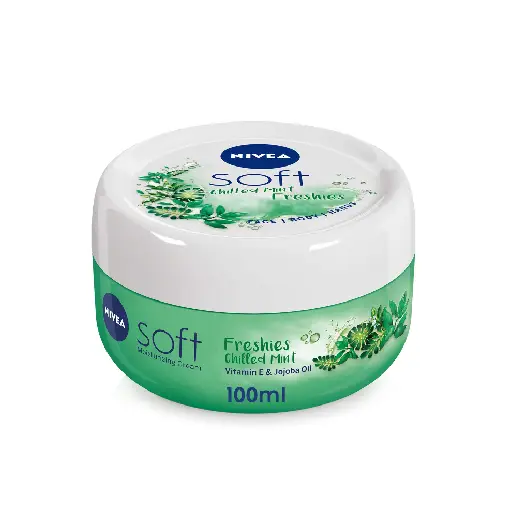 NIVEA Moisturising Cream, Soft Freshies Refreshing Chilled Mint, Jar 100ml