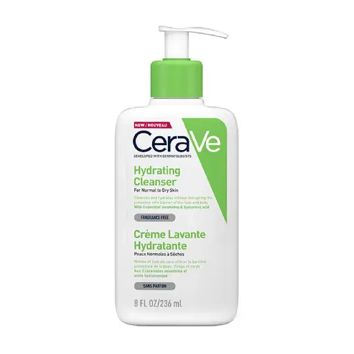 CeraVe Hydrating Cleanser | Face and Body Wash for Normal to Dry skin with Hyaluronic Acid and Ceramides | Fragrance Free Paraben Free |8Oz, 236 ML