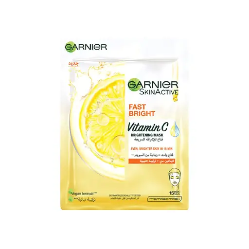 Garnier SkinActive Fast Bright Instant Brightening Tissue Mask with Vitamin C and Milky Essence, 28 gm