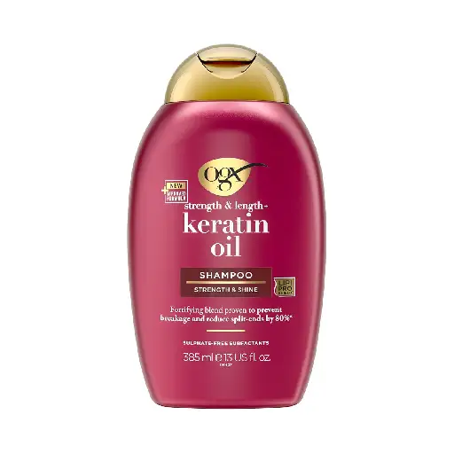 OGX, Shampoo, Strength & Length+ Keratin Oil, New Gentle and PH Balanced Formula, 385ml