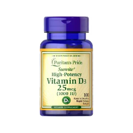 Puritan's Pride Vitamine D3 25 mcg 1000 IU-100 Softgels