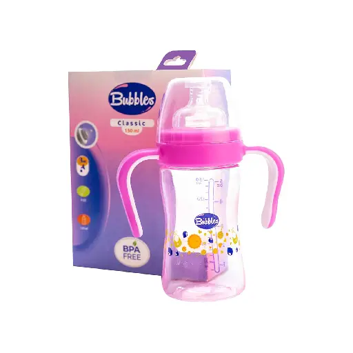 Bubbles Classic Feeding Bottle 150 ml with hand - rose