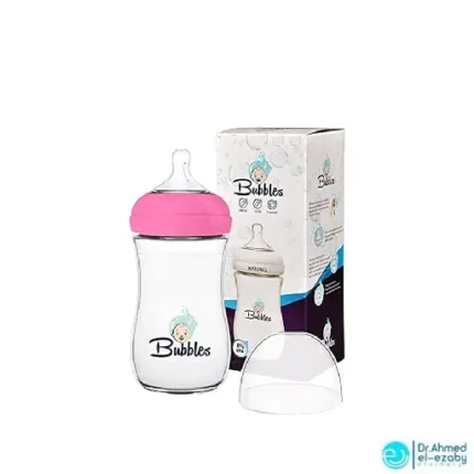 Bubbles Natural Baby Bottle, 280 ml - Pink - Image 2