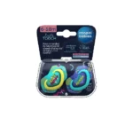 Canpol Babies 22/653 LightTouch Symmetric Shape Silicon soother size 6-18m -2pcs with sterilizing container- model Neon Love- color blue