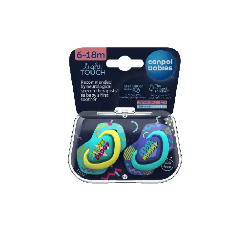 Canpol Babies 22_653 LightTouch Symmetric Shape Silicon soother size 6-18m -2pcs with sterilizing container- model Neon Love- color blue Canpol Babies 22/653 LightTouch Symmetric Shape Silicon soother size 6-18m -2pcs with sterilizing container- model Neon Love- color blue