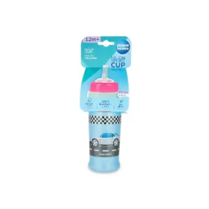 Canpol babies Non-spill Sport Cup with Silicon Straw 350ml RACING light blue