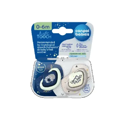 Canpol babies Silicone Soother Light touch 0-6m Symmetrical Glowing in the Dark SLEEPY KOALA 2 pcs blue