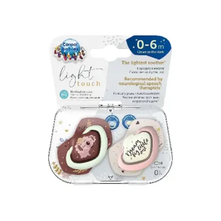 Canpol babies Silicone Soother Light touch 0-6m Symmetrical Glowing in the Dark SLEEPY KOALA 2 pcs pink