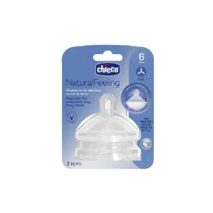 Chicco Tetina Natural Feeling Flujo Papilla, 2Uds 6M+