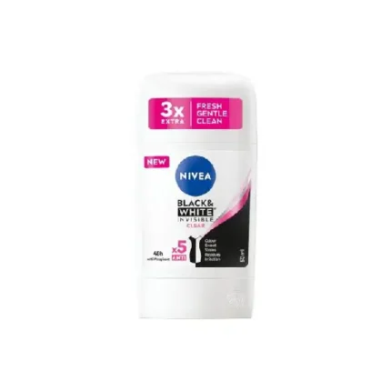 NIVEA Antiperspirant Stick for Women, 48h Protection, Black & White Invisible Original, 50ml