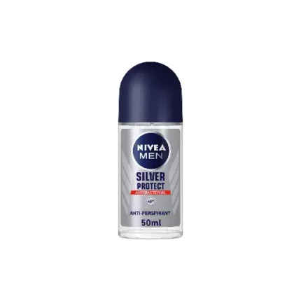 NIVEA MEN Antiperspirant Roll-on for Men, Silver Protect Antibacterial Protection, 50ml