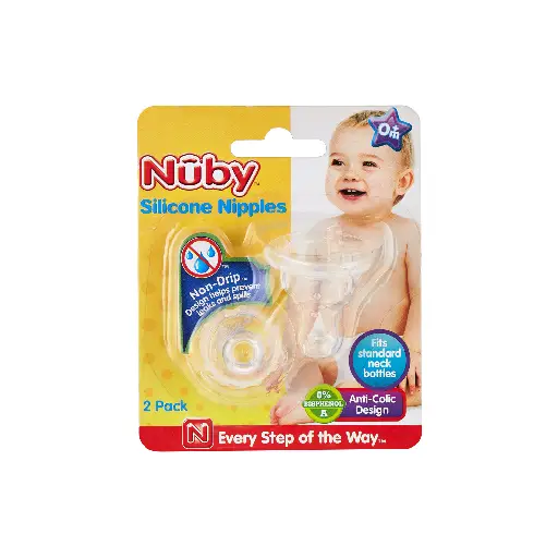 NUby - ID00921 - Teats - Set of 2 Silicone Bottle Neck teats STD-VAR + 4 Months