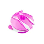 True 2022040 Feeding bowl with fork & spoon color pink