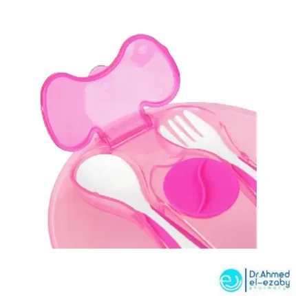 True 2022040 Feeding bowl with fork & spoon color pink - Image 2