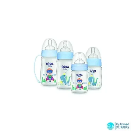 Wee Baby 198 Baby Feeding Bottles Set, 4 Pieces - Baby Blue - Image 2