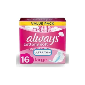 Always Ultra Cotton Soft Large Sanitary Pads with Wings - 8 Pieces