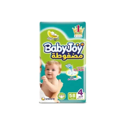 Baby Joy Compressed Diapers - Size 4-58 Diapers - 10 to 18 Kg - Back Stretch Fit