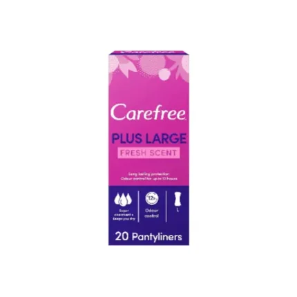 CAREFREE Plus Large Panty Liners, Fresh Scent - Pack of 20