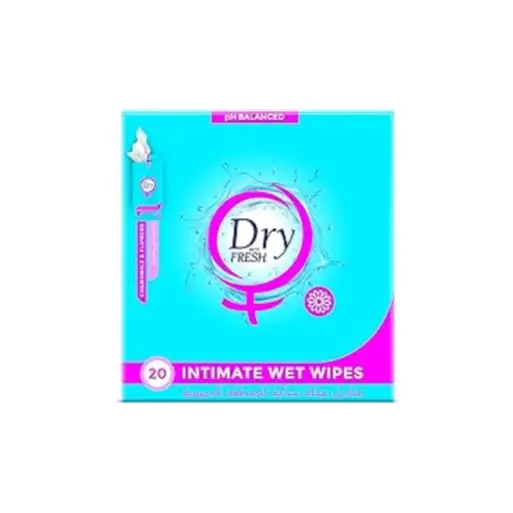 Dry Fresh Feminine Intimate Wipes, FLOWERS, 20 Single Wipes