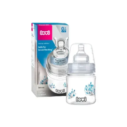 LOVI Anti-Colic Baby Feeding Bottle with Dynamic Teat| 0m+ | 120 ml | Super Air Vent System| Medically Tested |Trends Botanic