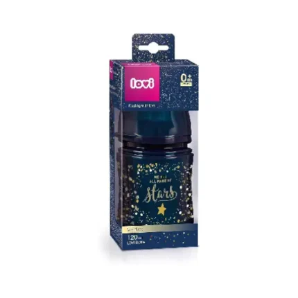 LOVI Bottle Stardust Collection size 120ml with Dynamic silicon SuperVent anti-colic teat age +0M - color blue