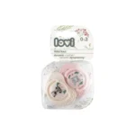 LOVI Soother 0-3 Months, Baby Dummies with Silicone Teat, Dynamic Tip, Wild Soul Girl Collection, 2 Pieces, Rose