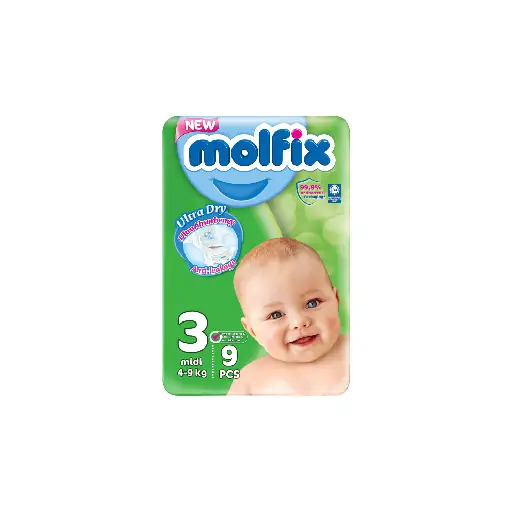 Molfix Baby Diapers with Unique 3D Technology, Midi, Size 3-9 Pieces