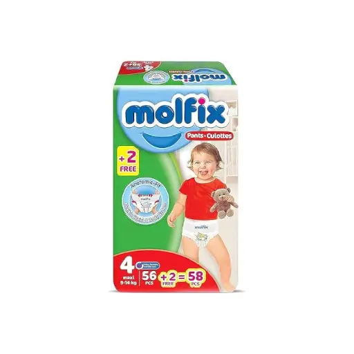 Molfix Maxi Baby Pants Diapers, 58 Pieces - Size 4