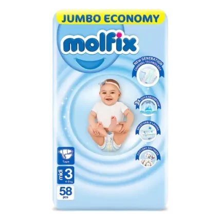 Molfix medium 9:4 kg, size (3), 58 pieces