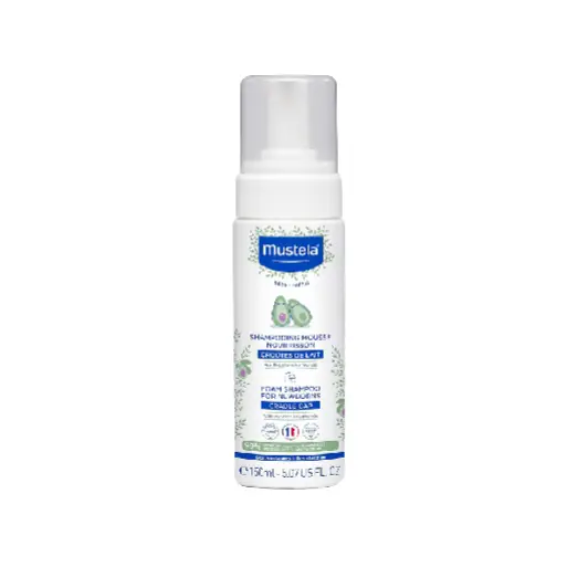 Mustela Cradle Cap Foam Shampoo for Newborn - Baby Shampoo with Natural Avocado - Tear-Free & Fragrance-Free - 5.07 fl. oz