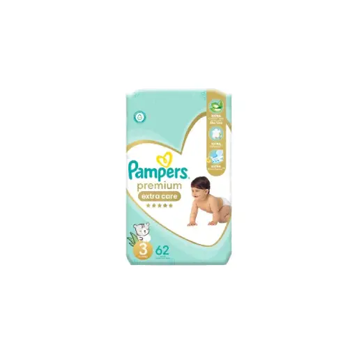 Pampers Premium Care Diapers, Size 3, 6-10 kg, 62 Count