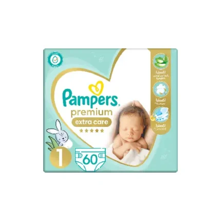 Pampers Premium Care Diapers for Newborns, Size 1, from 2 to 5 kg, 60 Pieces