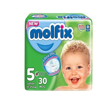 Molfix Diapers with 3D Technology for Baby Junior, 30 Pieces - Size 5 - Image 1