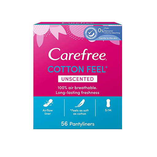 Carefree Panty Liners Cotton Unscented 56pcs drahmedelezaby