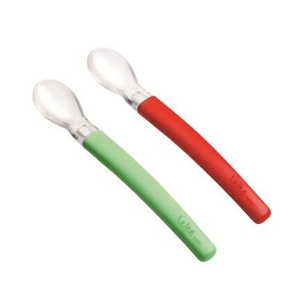 Wee Baby's Baby Spoon Set, BPA Free Spoon for 6 Months+ Kids, Silicone Baby Spoons for Safe Feeding (Set of 2 Pink and Blue) - Image 1