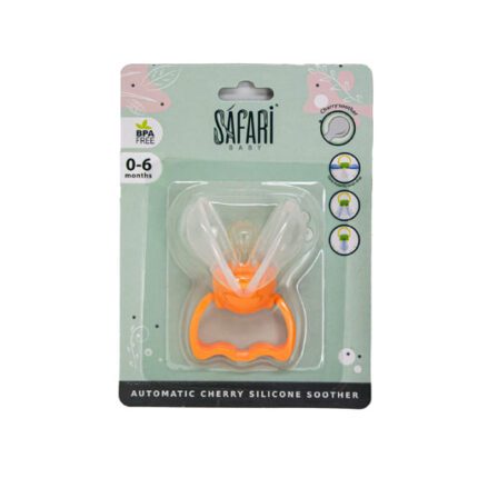 SAFARI cherry auto close soother 0-6 orange 1 Piece - Image 1