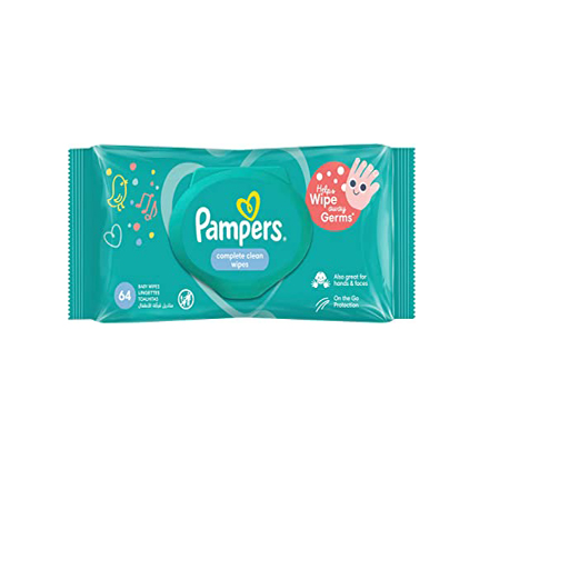 Pampers Complete Clean Baby Wipes, with 0 Alcohol, 64 Wipe Count