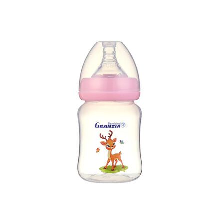Granzia Baby Feeding Bottle with Silicone Nippple, 180 ml - Pink - Image 1