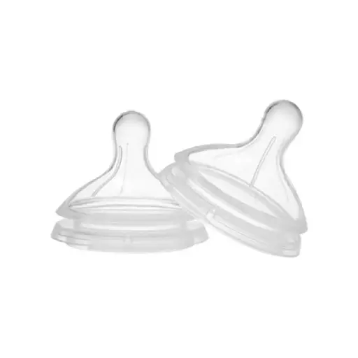 Wee Baby 148 Natural Feeling Silicone Nipple for Bottle, 2 Pieces - Clear